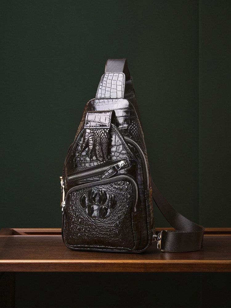 Men's Crocodile Leather Sling Bag